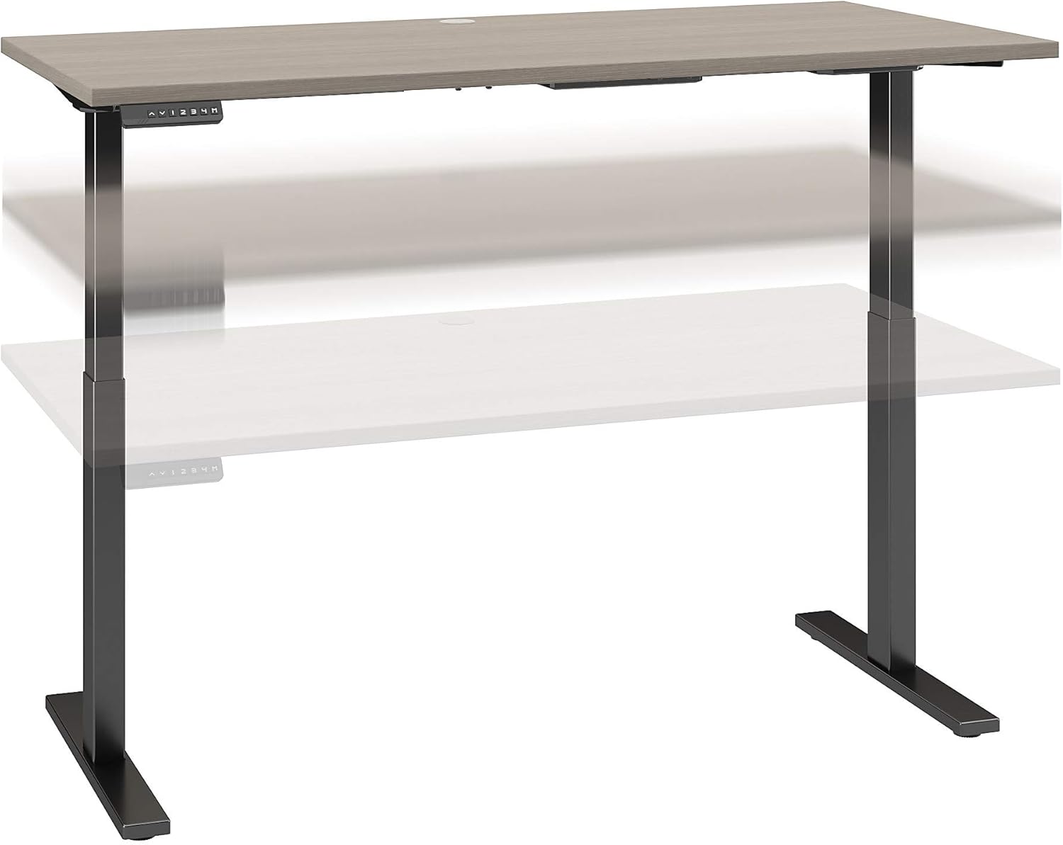 Bush Business Furniture Move 60 Series Height Adjustable Standing Desk, 60W x 30D, Sand Oak with Cool Gray Metallic Base