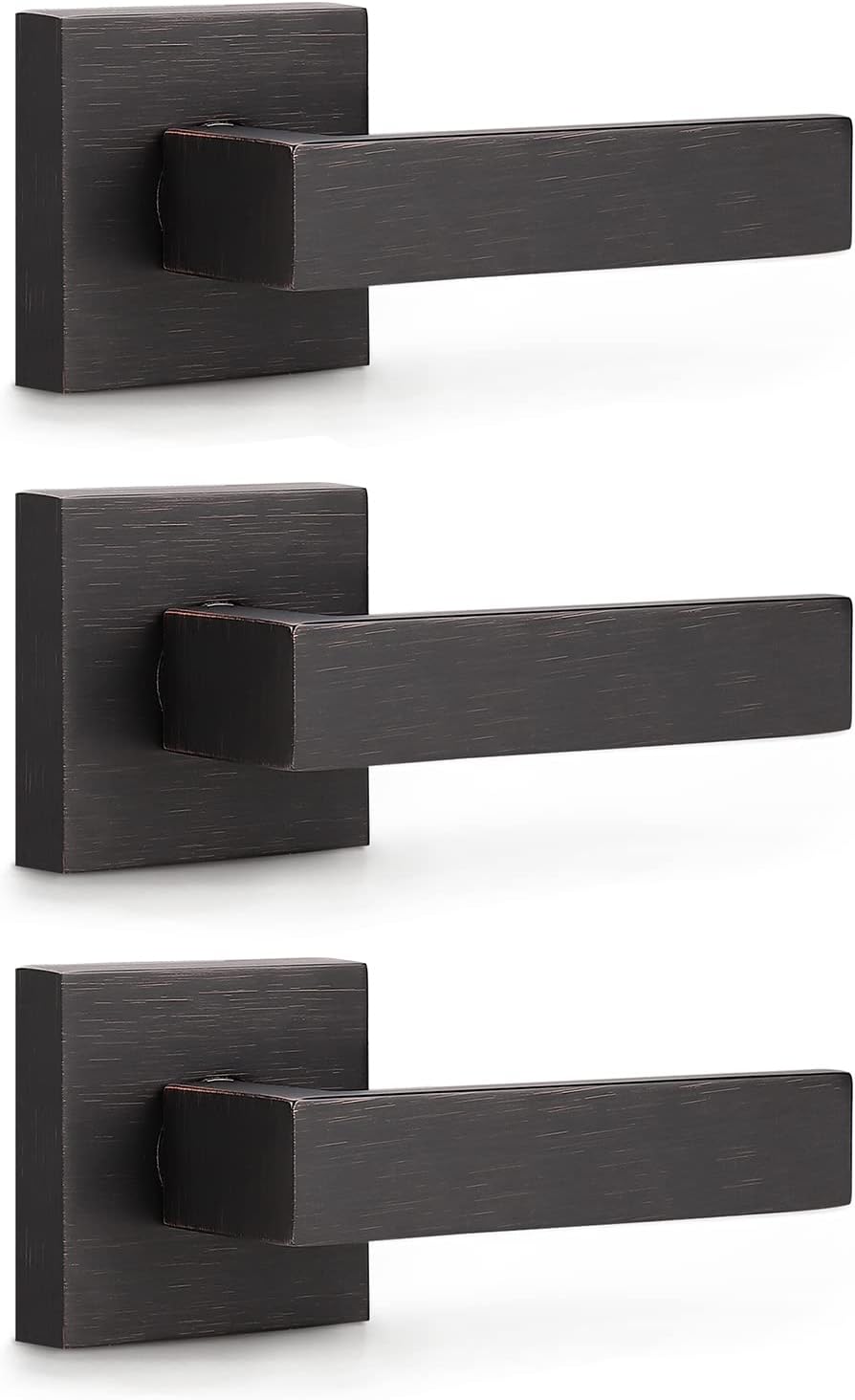 KNOBWELL 6 Pack Heavy Duty Dummy Door Handle Door Leversets, Single Sided Dummy Lever for Both Right/Left Handed Doors, Oil Rubbed Bronze Finish 0.93 lb One Lever