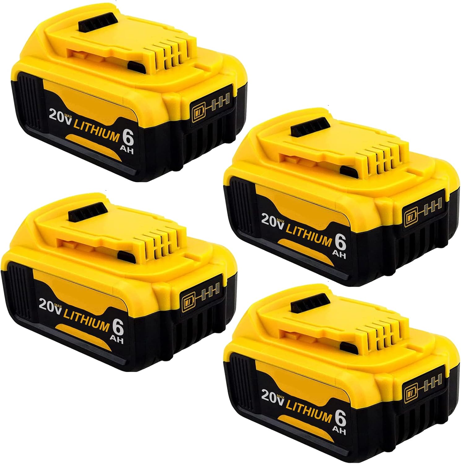 4 Packs 6.0Ah 20 Volt DCB206 Battery Compatible with Dewalt 20V Battery DCB200 DCB201 DCB203 DCB204 DCB205 DCB207