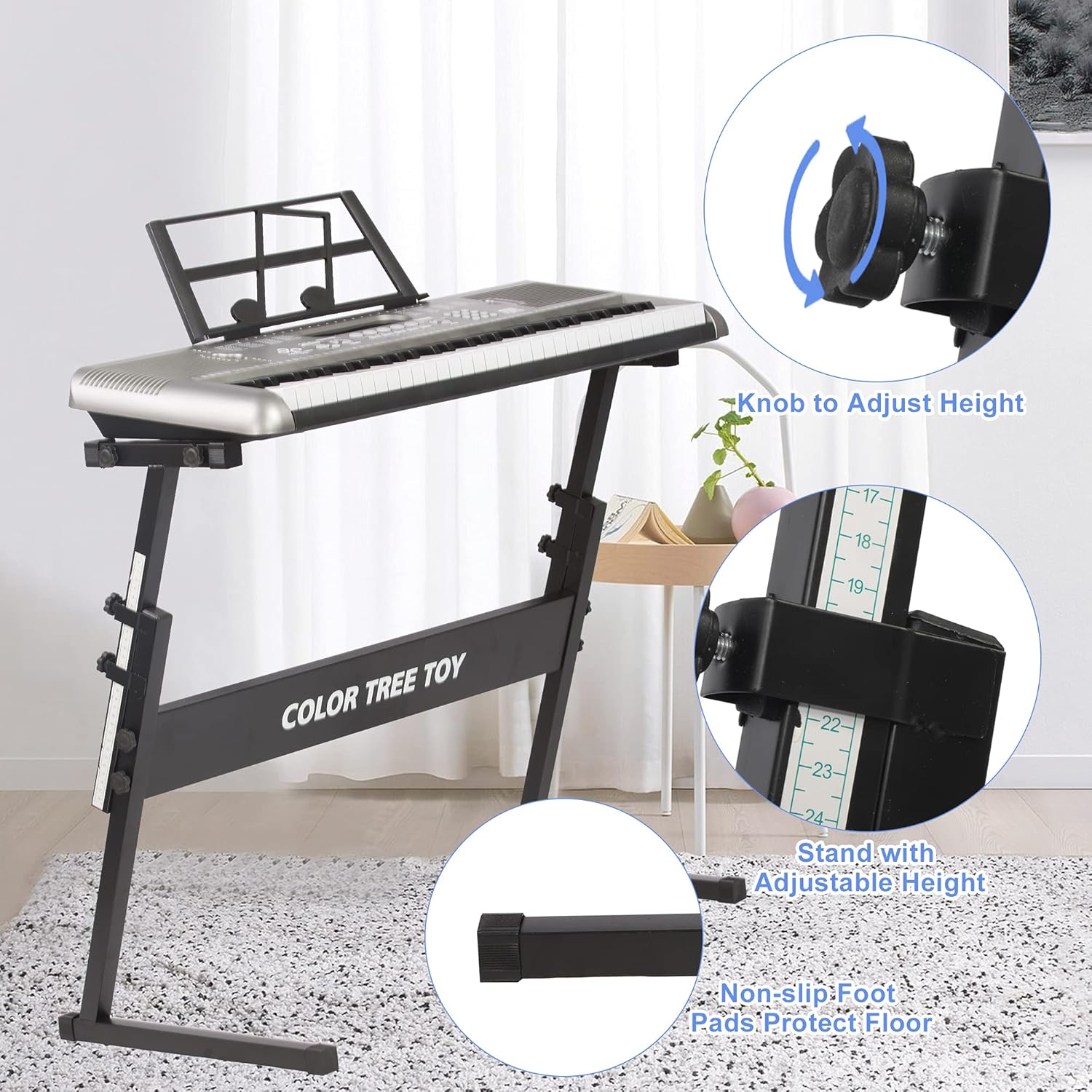 Livebest Electric Keyboard Piano with Stand 61 Key Portable Digital Music Keyboard Piano Set with Built In Speakers,Microphone and Music Sheet Stand for Kids Beginners