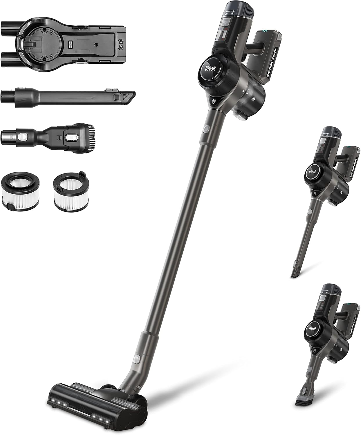 LEVOIT Cordless Vacuum Cleaner, Smart Stick Wireless Vac with 23 kPa Powerful Suction for Pet Hair, Carpet, Hard Floor, Auto Mode, Lightweight, Long Runtime, LED Lights, HEPA Filters, VortexIQ 40