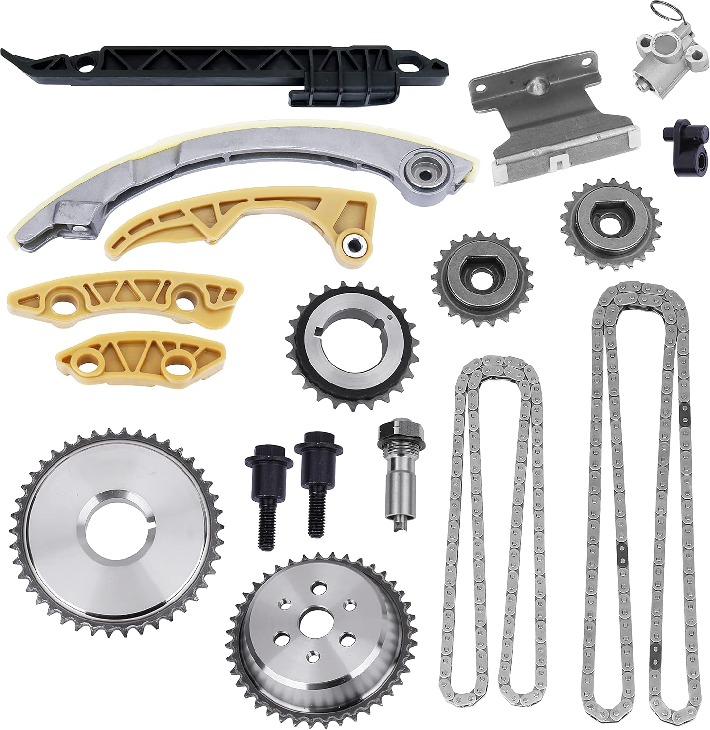 Engine Timing Chain Kit - Compatible with Buick, Chevy, GMC, Pontiac and Saturn - 2.0L, 2.2L, 2.4L - LaCrosse, HHR, Malibu, Terrain, G5, G6, Saab - Replaces 9-4201S, 12680750, 94201SX