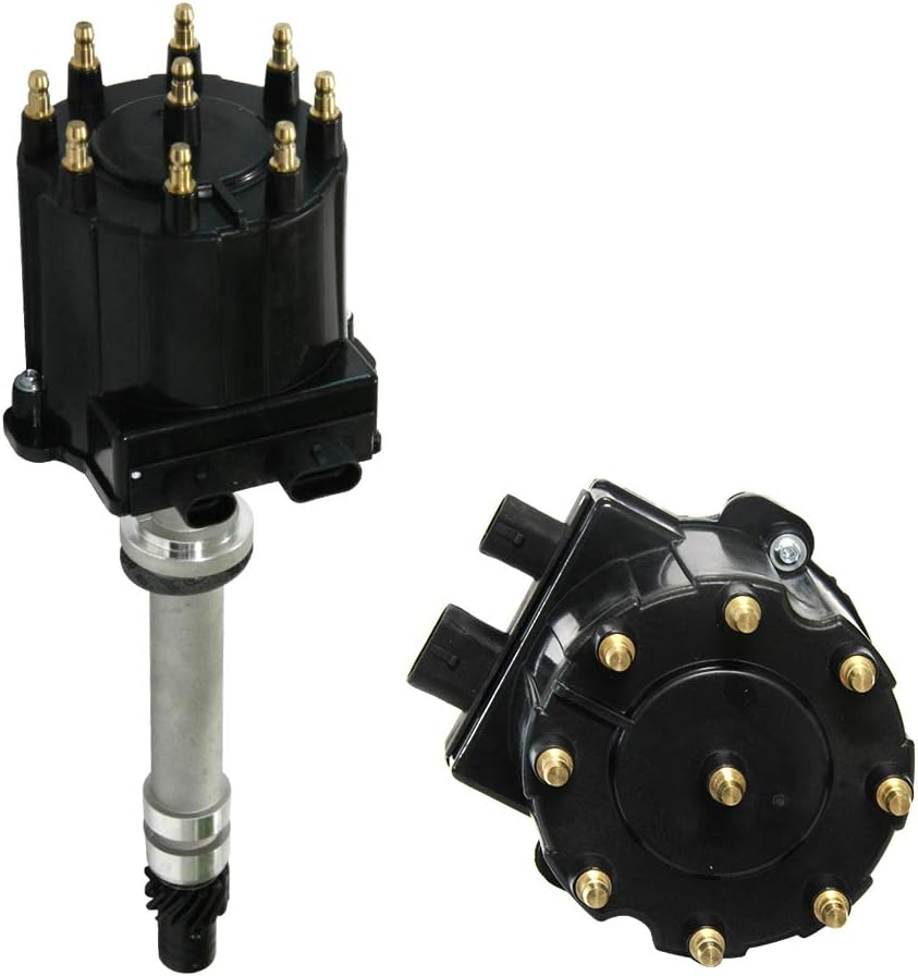 Igniton Distributor for Chevy GMC Truck Small Block Big Block 1500 2500 3500 5.0 305 5.7 350 427 TBI EFI LG4 LB9 wiht Black Cap Distributor Pack of 2