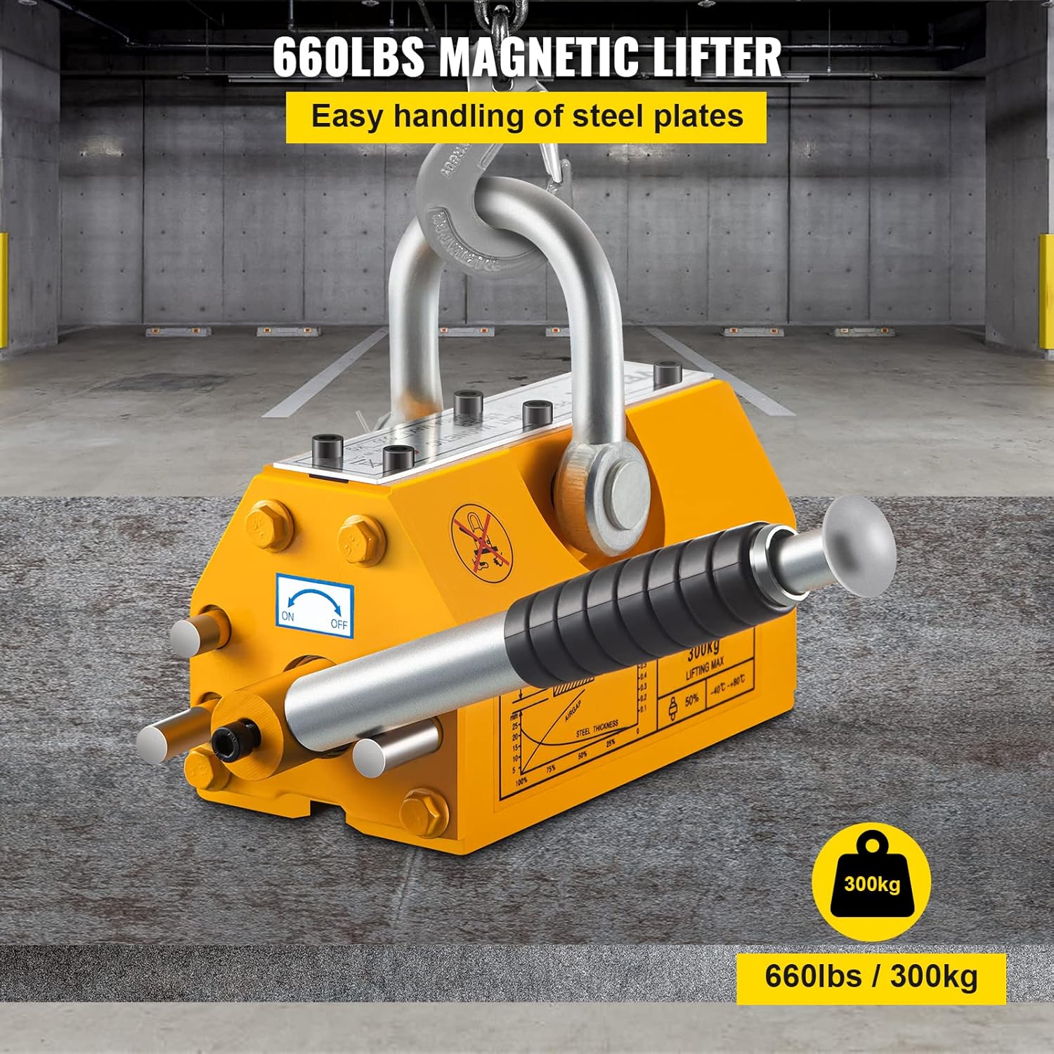 Happybuy Steel Magnetic Lifter 880 LB Metal Lifting Magnet 400 KG Neodymium Magnetic Lift Hoist Shop Crane (400KG)