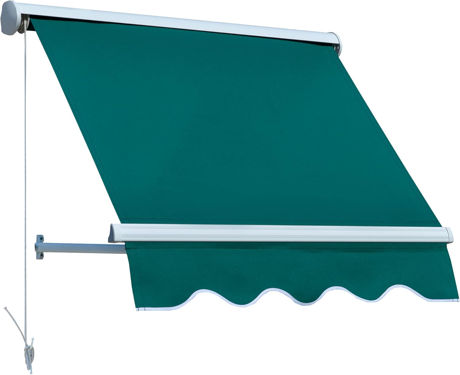 Outsunny 4' Arm Manual Retractable Sun Shade Patio Window Awning with Large Shade Area & Smooth Opening Crank, Green