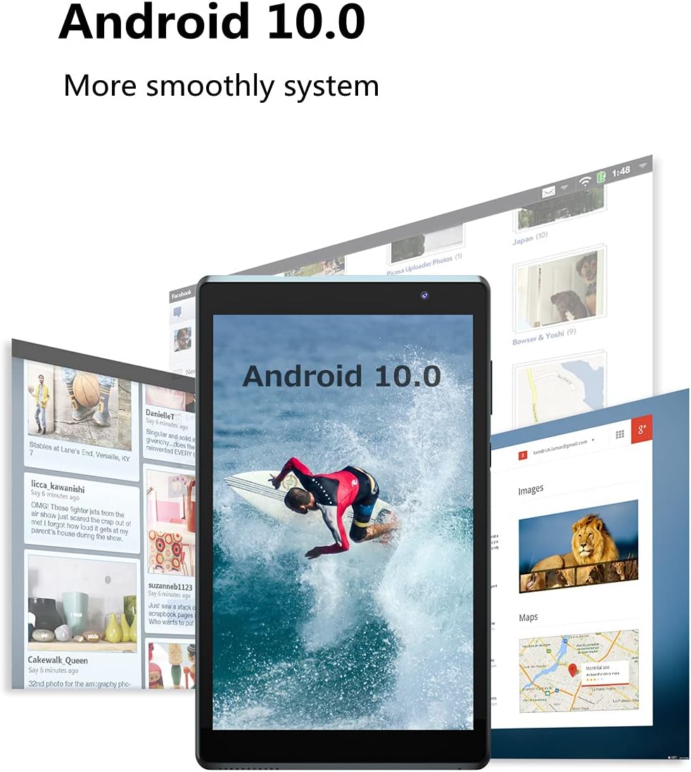 Tablets, Android Tablet 8 inch, Android 10.0 Tablet 2GB RAM, 32GB Storage Quad-Core Processor Kids Tablet PC Tab (Black) Pack of 2