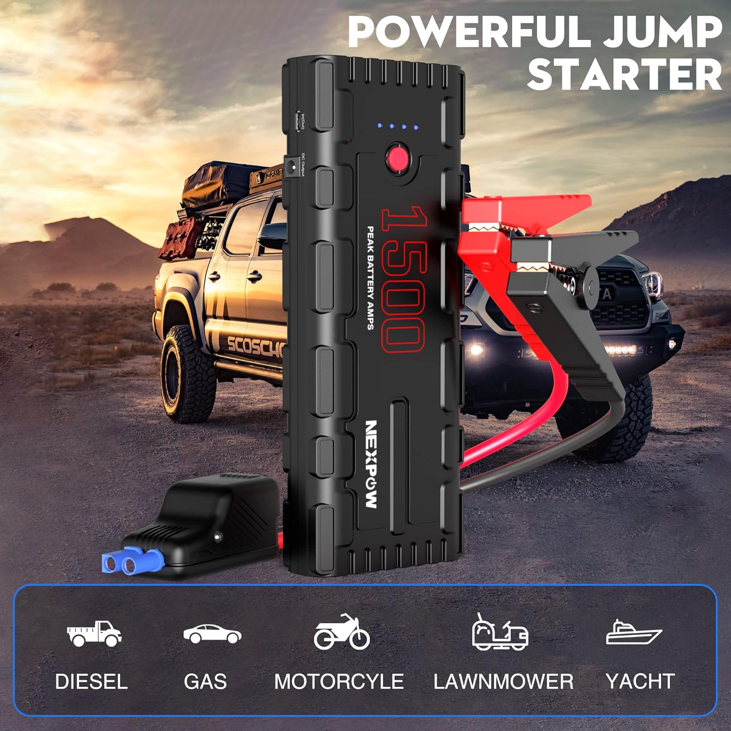 NEXPOW Car Jump Starter, 21800mAh 12V Portable Car Battery Starter, Auto Battery Booster, Lithium Jump Box with LED Light/USB Quick Charge 3.0