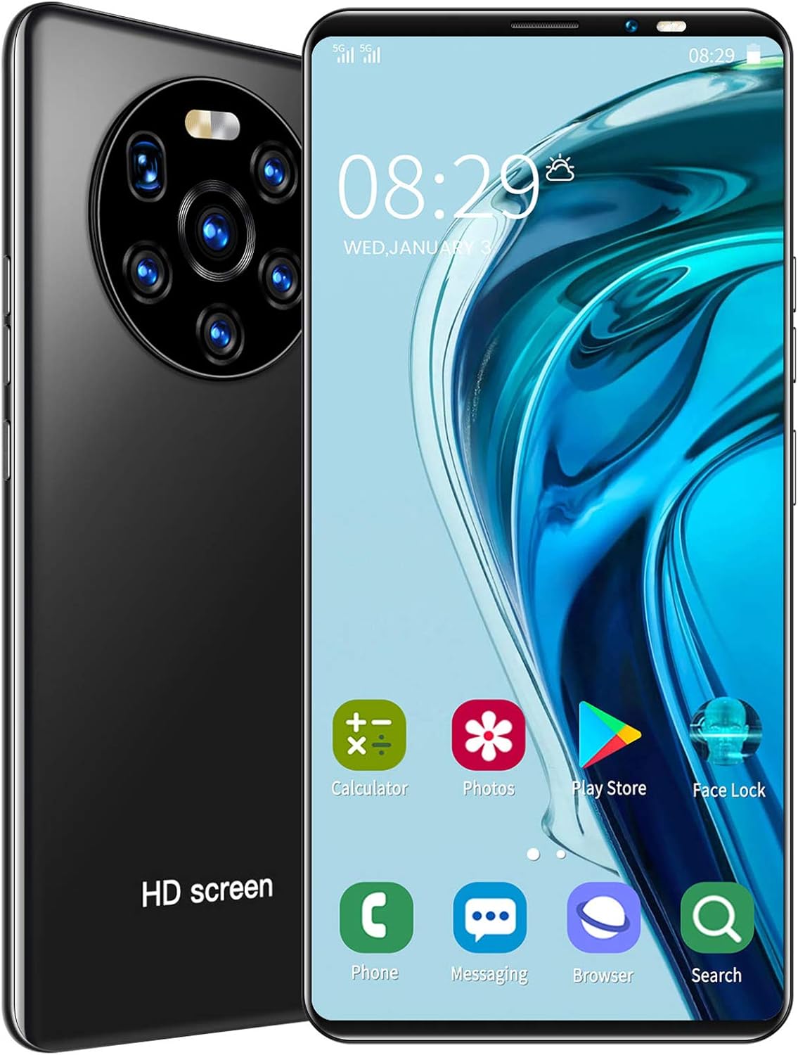 LANDVO mate40 Pro Unlocked Smartphone, 5.45in 1+8GB HD Screen Phone Dual Card Dual Standby Smart Phone 128GB of Expandable Storage Android Cell Phone Face Recognition Fingerprint Mobile Phone(Gold)