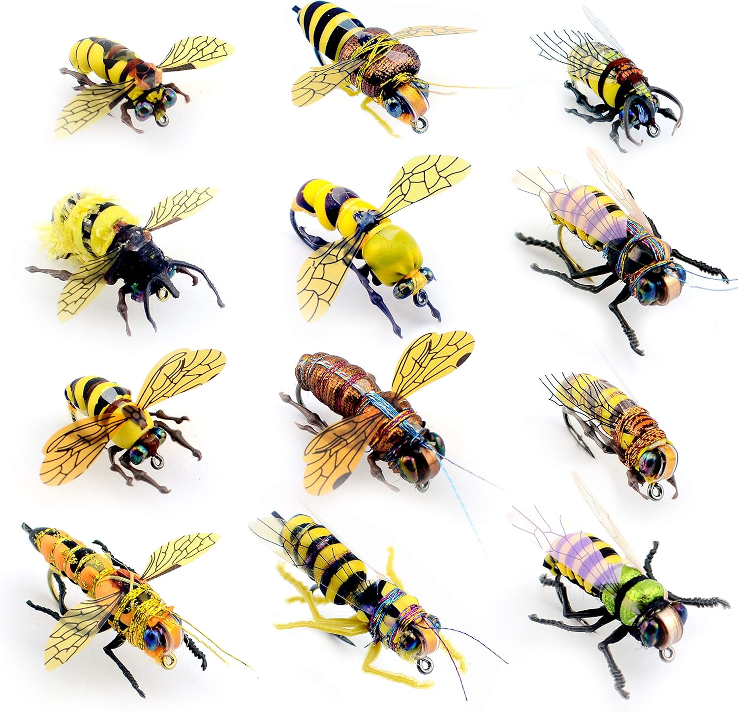 YAZHIDA Fly Fishing Bee Flies Kit Fly Assortment -Wild Bee Flight Series Pack of 2