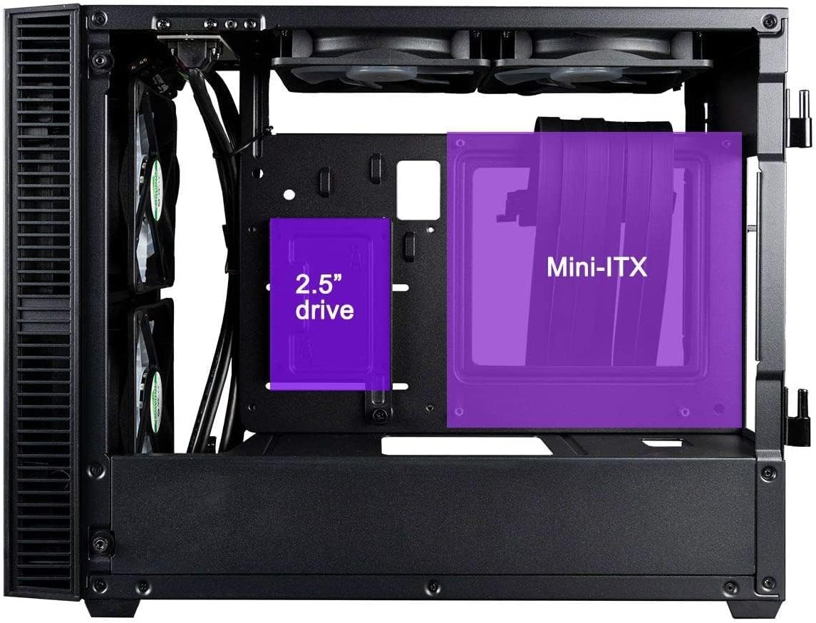 CUK Continuum Mini ITX Gaming Barebone Desktop Case with 120mm Liquid CPU Cooler and 650W Power Supply