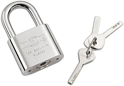 WL-8033 Heavy Duty Padlock Chrome Plated, Extruded Brass 2-1/20″ Wide, Hardened Boron Steel Shackle Pack of 2