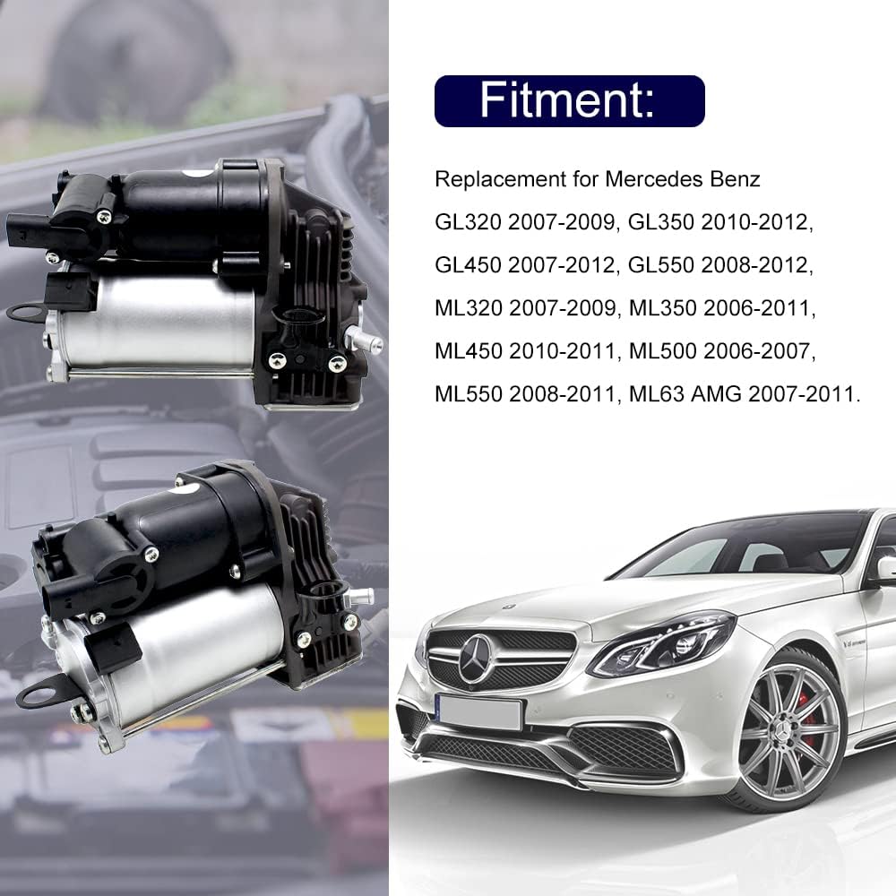 AIRSUSFAT Air Suspension Compressor Pump for Mercedes-Benz 2006-2012 ML GL W164 GL350 GL450 GL550 ML350 ML450 ML500 ML550 ML63AMG Air Ride Compressor Pump1643201204 1643200304