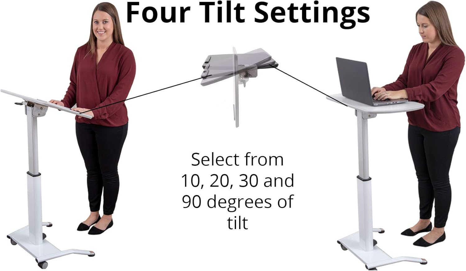 Pneumatic Adjustable-Height Lectern (White)
