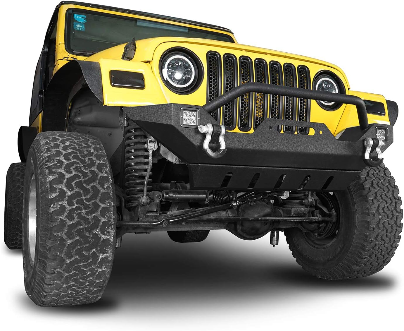 Hooke Road Front Skid Plate Bumper Cover Compatible with Jeep Wrangler TJ 1997 1998 1999 2000 2001 2002 2003 2004 2005 2006