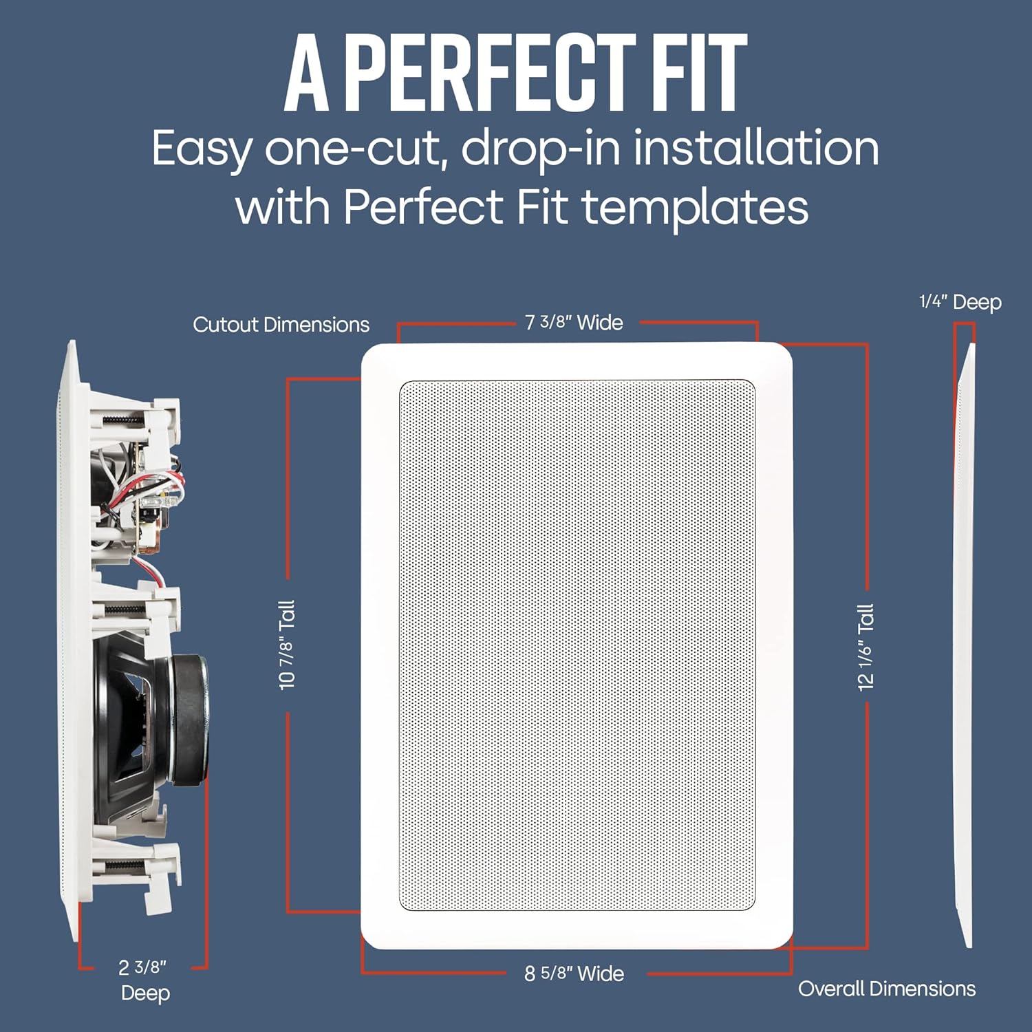 Polk Audio RC65i 2-way 6.5-inch In-wall Speakers (Pair) with 255C-RT Center Channel In-wall Speaker From The Vanishing Series | Easily Fits, Looks Minimal, Gives Out Great Sound | Paintable Grille