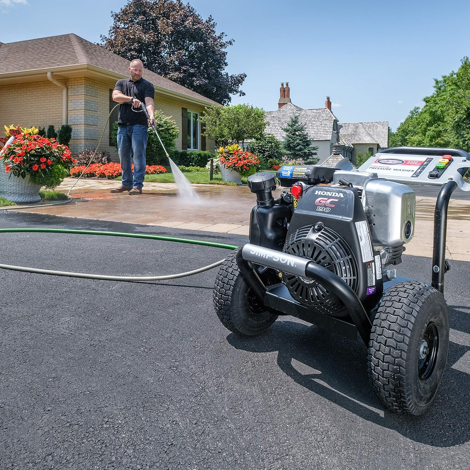 Simpson Cleaning MSH3125 MegaShot Gas Pressure Washer Powered by Honda GC190, 3200 PSI at 2.5 GPM, (49 State) + Simpson Cleaning 41030- 3/8