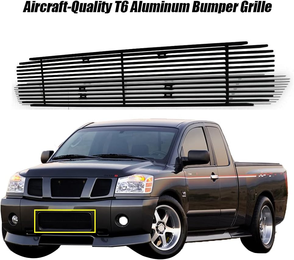 Titan Front Grille Bumper Grille Black Powder Coated Billet Grille Compatible with 2004-2015 Titan/2004-2007 Armada Pack of 2