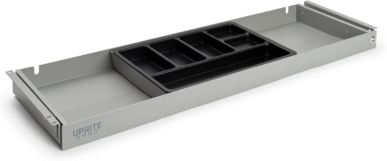 Uprite Ergo Under Desk Long Fit Pen & Pencil Drawer & Slim Organizer for Height Adjustable Desks (Black, 33 x 7.5)