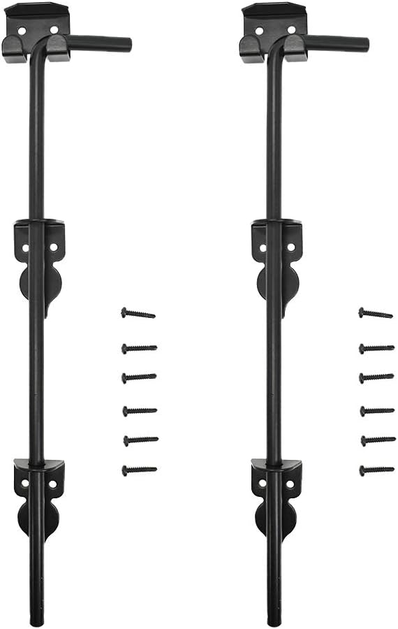 Cane Bolt Heavy Duty Gate Drop Rod 18 inch Steel with Black Finish -2 Pack for Double Door Pack of 2
