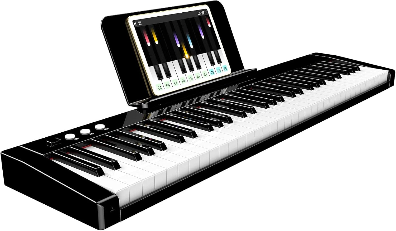 61 Key Electric Keyboard Piano Full-Size Keys Digital Piano with Built-In Speakers Headphones Power Supply Keynote Stickers Portable Electronic Keyboard Gift Teaching for Piano Beginners