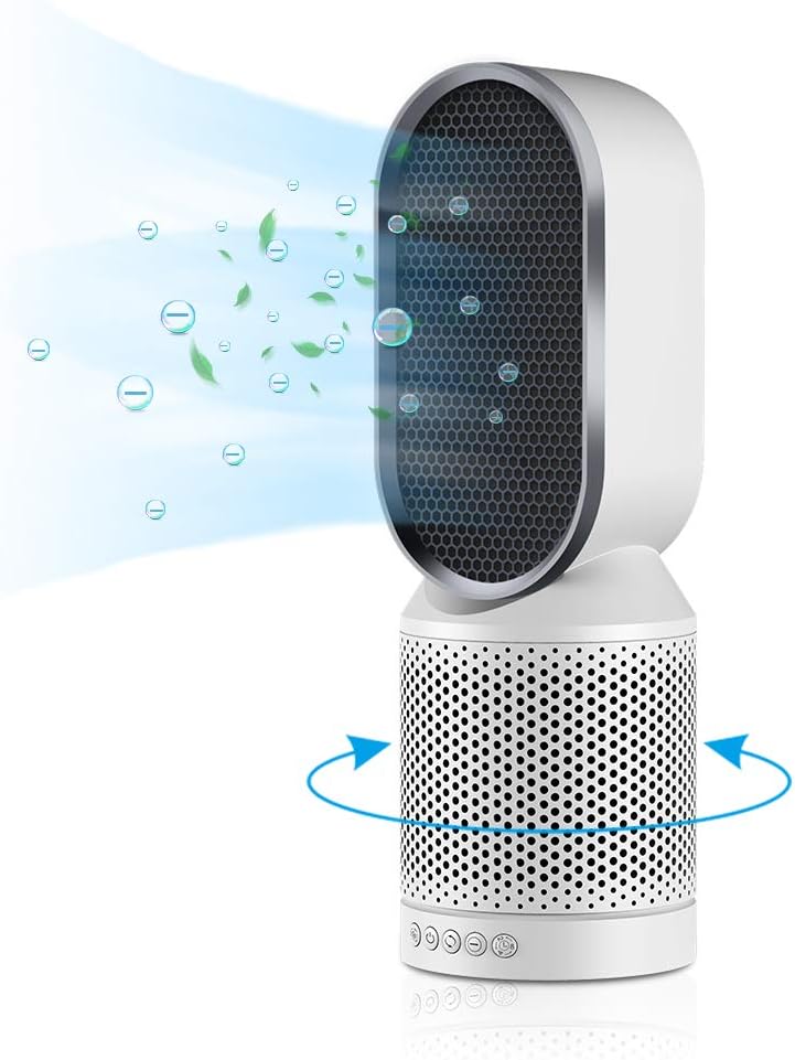 Air Purifier for Home Bedroom QUEENTY Desk Air Purifier for Office Dust Removing Air Purifier Cleaner with True HEPA Filter for Smoker,Home,Pet, Dual Fans Desktop Small Air Purifier Pack of 2