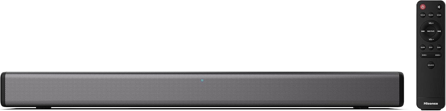 Hisense HS219 2.1ch Sound Bar with Wireless Subwoofer, 320W, Powered by Dolby Audio, One Remote Control, Roku TV Ready, Bluetooth, HDMI ARC/Optical/AUX/USB, 3 EQ Modes
