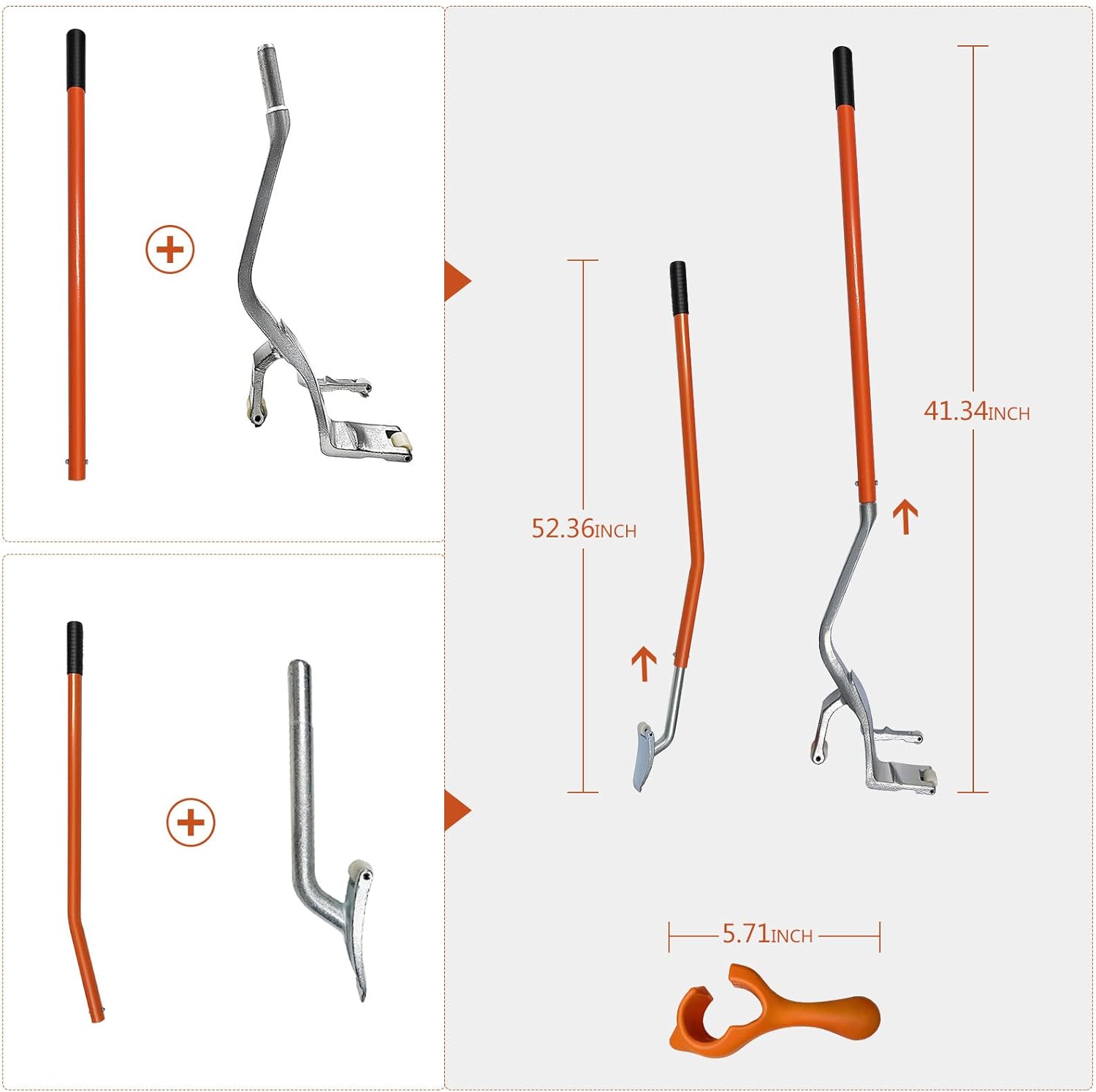 Ryan Comprehensive Upgrade Tire Changer, 17.5'' to 24'' Steel Tire Mount Demount Tool Kit with Extra Bead Keeper,Adapted to Aluminum and Steel Rims, Manual Tubeless Truck Tire Changing Tools(Orange)