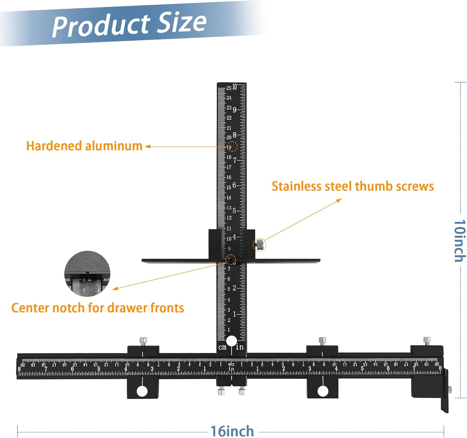 TSGLO Cabinet Hardware Jig Tool, Aluminum Alloy Cabinet Handle Jig Adjustable Cabinet Hardware Template Cabinet Drawer Drilling for Installation of Door Drawer Front Knobs Handles and Pulls Pack of 2
