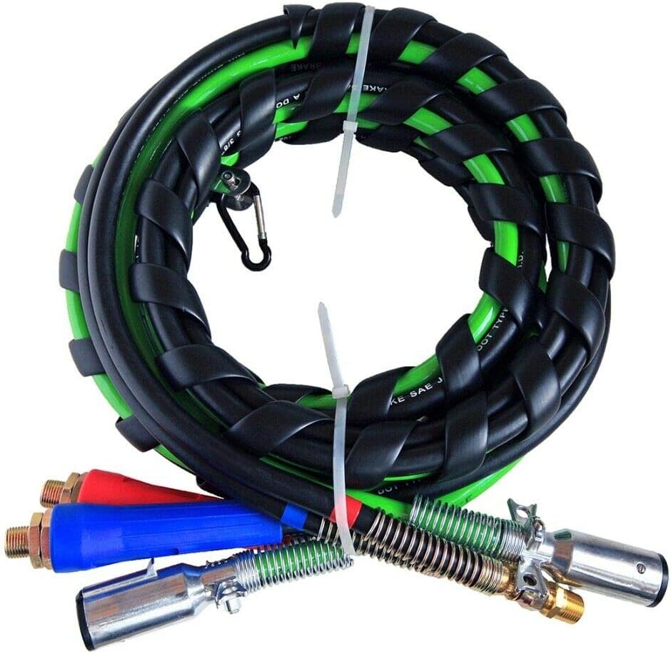 BUCKHORN, 3 in 1 Wrap ABS Electrical and Rubber Air Line Hose Assemblies For Semi Truck Tractor Trailer (12 FT), Black