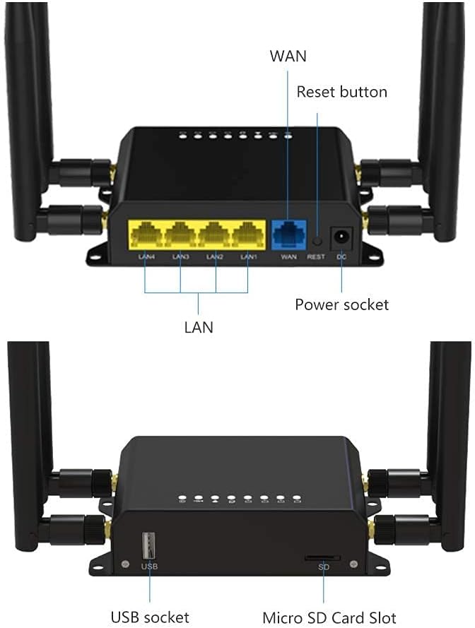 Wiflyer WE826-T2 4G LTE Router|300 Mbps Cat4 Wireless Wi-Fi Router with Industrial Grade Metal Case/Removable External Antennas/SIM Card Slot Unlocked USB Port SMA Port (NOT Support Verizon)