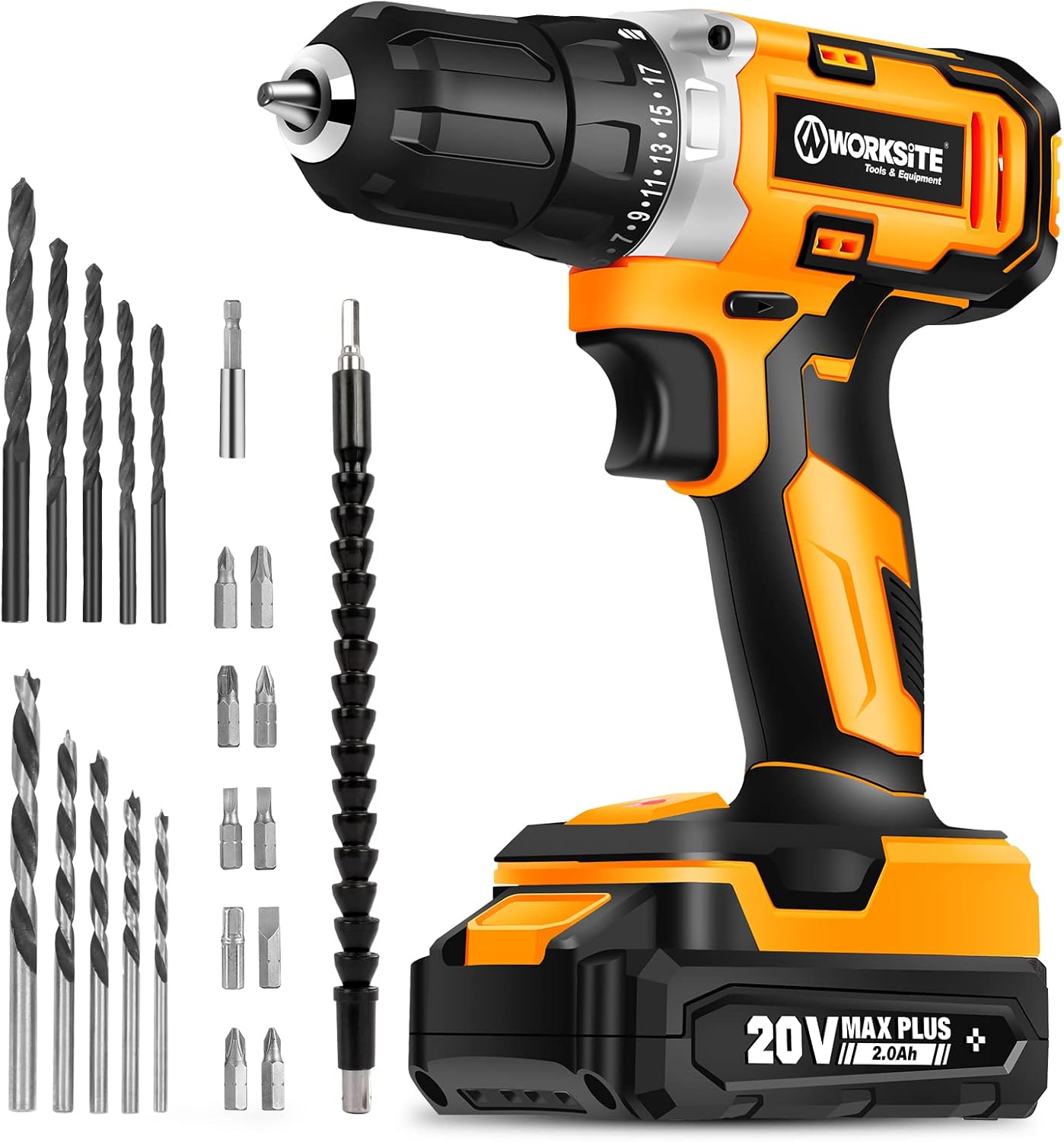 WORKSITE Cordless Drill/Driver Kit, 20V MAX 3/8