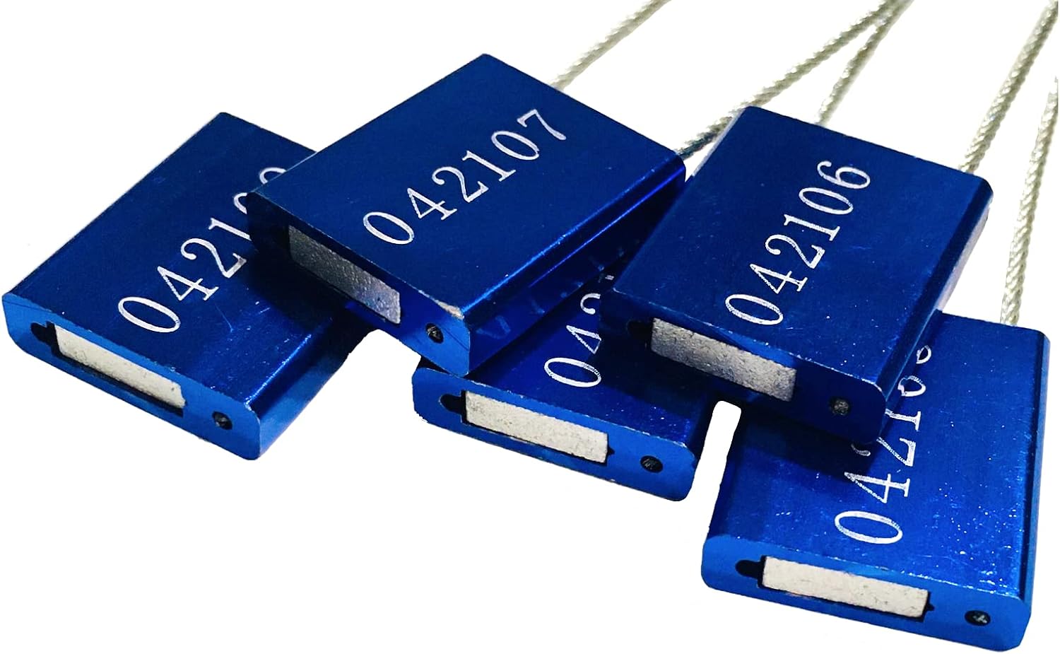 120 pcs Blue Cable Seals Tamper Evident Wire Seals High Security Metal Seals Self Locking Cargo Seals Sequentially Numbered Security Tags for Trucks Trailers Containers Pull Tight Logistic Security Pack of 2