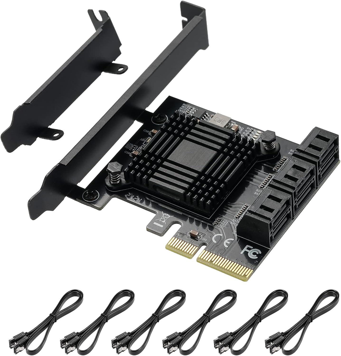 YUNKOZAND 4X PCIE 8 SATA Card,with 8 SATA Cables,PCIE to SATA 3.0 6 Gbps Controller,PCIE SATA Expansion Card,SATA Controller,ASM1166+JMB575 Chips Pack of 2