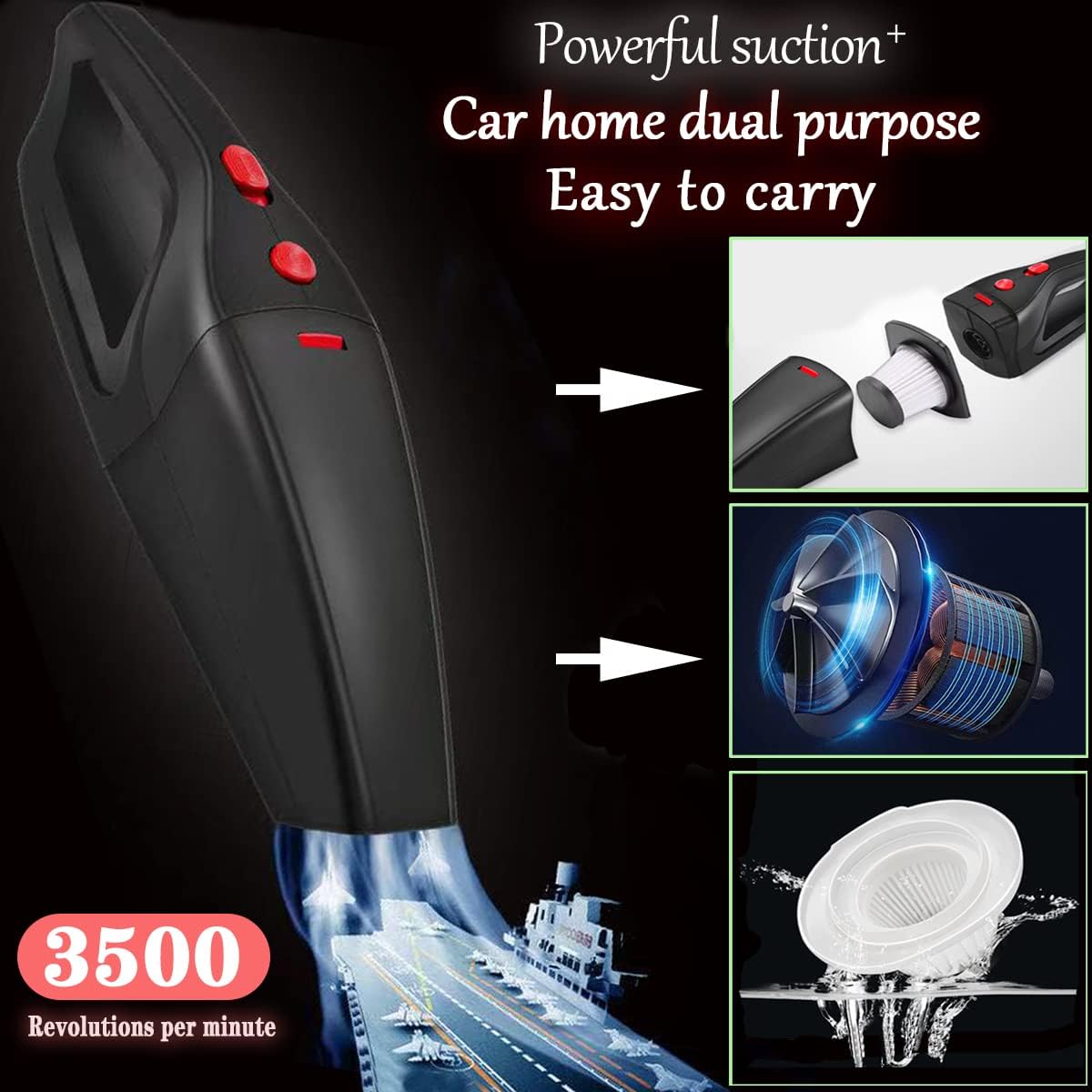 LIANXIN Car Emergency Safety Kit - Auto Vehicle Truck Safety Emergency Road Side Assistance Kits with High Power Handheld Vacuum, Jumper Cables,Hand Tool Kit, First Aid Kit, Tow Rope. Pack of 2