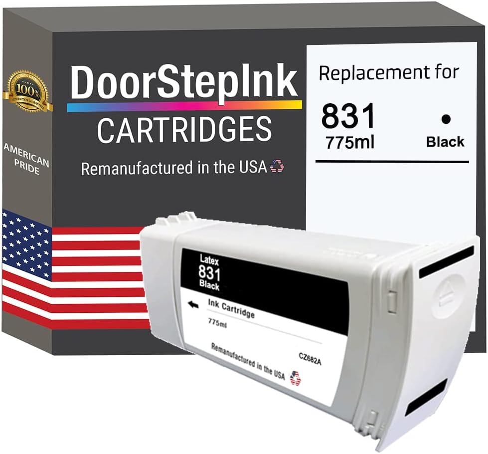 DoorStepInk Remanufactured in The USA Ink Cartridge Replacements for HP 831 CZ682A Black for Printers Latex 310 54in. 330 64in. 360 64in. 370 64in. 570 64in.