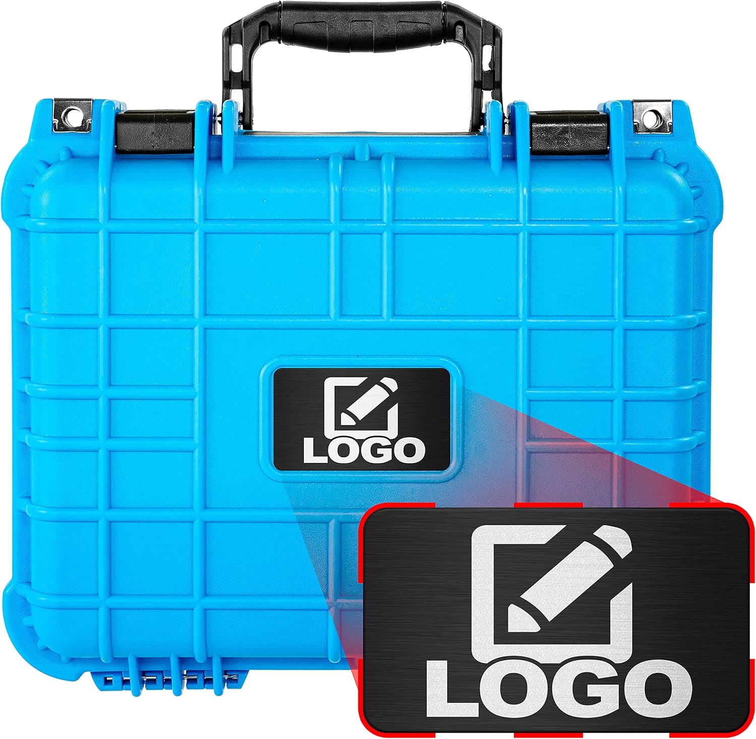 Eylar Protective Gear and Camera Hard Case with Custom Logo Plate, Waterproof & Shockproof w/Foam TSA Approved 13.37 Inch 11.62 Inch 6 Inch (Black)