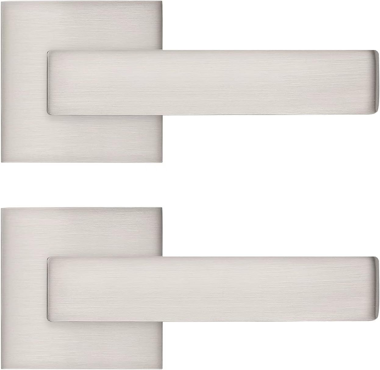 10 Pack Probrico Square Door Lever Door Lock Handle Lockset Keyless Doorknobs Passage Knobs Lockset Interior Hallway Passage Closet in Satin Nickel