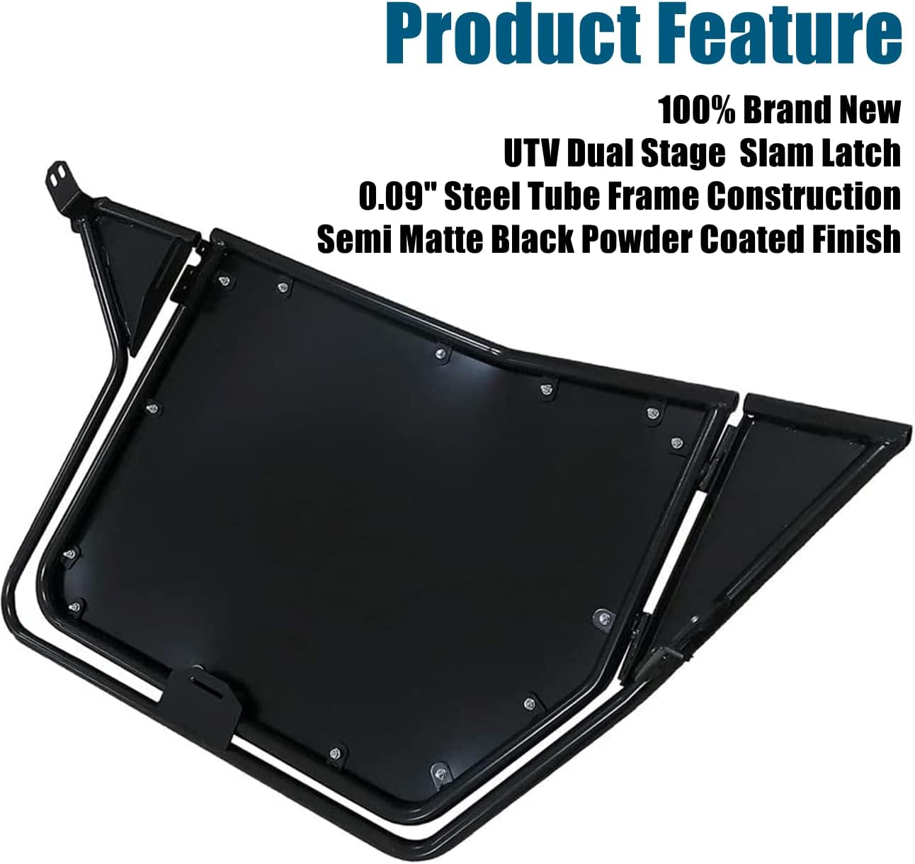 RockyParts 2 Pcs Metal Doors For 2008-2014 Polaris RZR 800| S 800 | RZR 570 | XP 900, UTV Dual Stage Automotive Style Slam Latch 2 Door Models 1 Pair(Black)