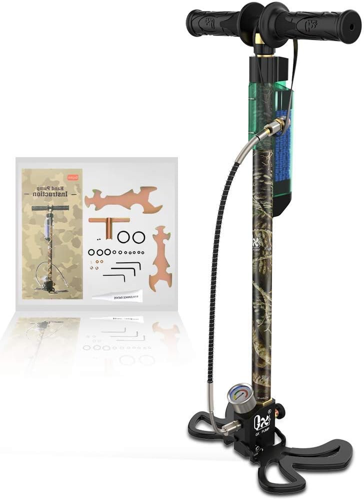GX H-4 PCP Hand Pump -Oil-Moisture Filter, 3.5 Stage High Pressure 30Mpa/4500Psi Air Rifle Filling Stirrup Pump,Stainless Steel Body for Paintball,PCP,Scuba Diving