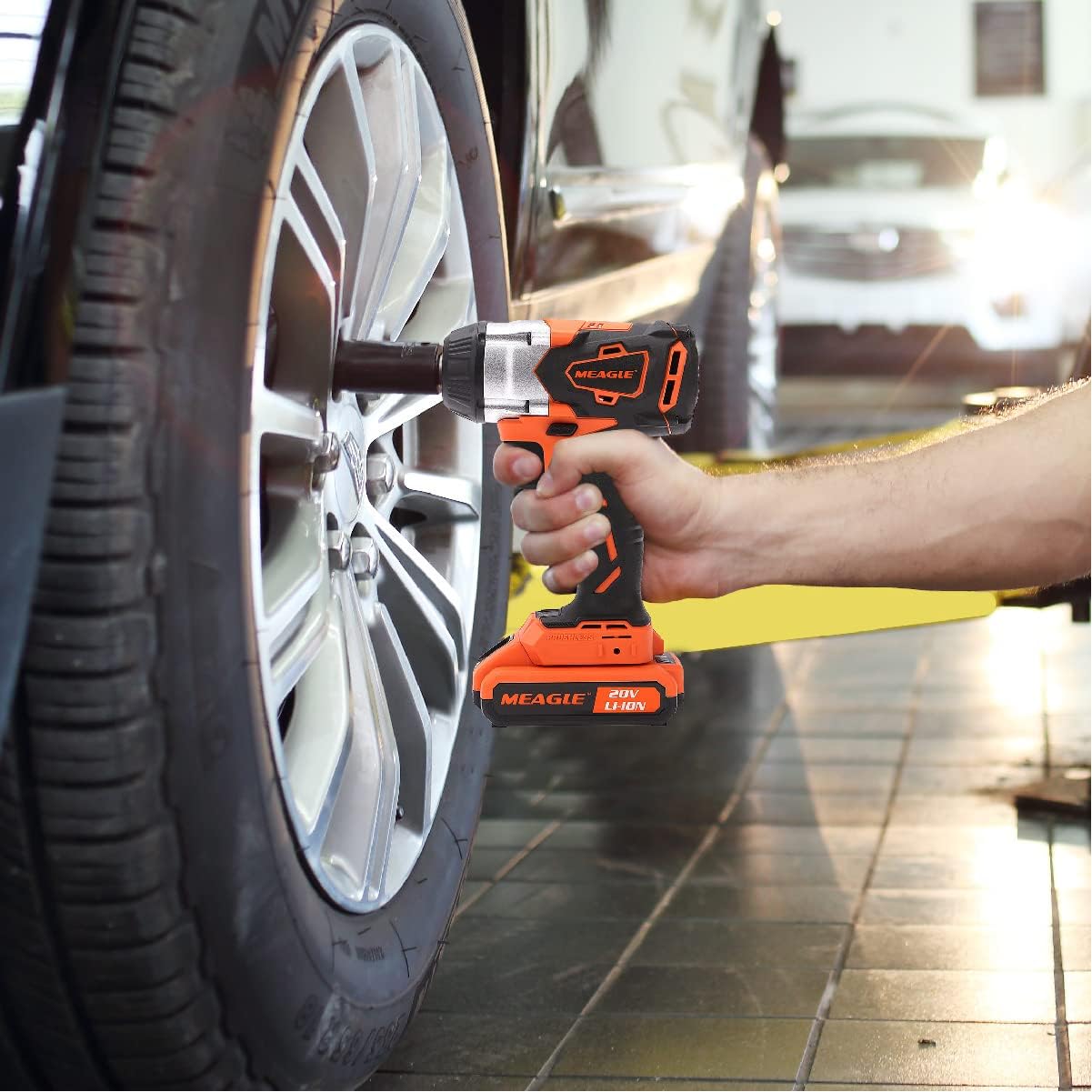 Meagle 20V Max Brushless Cordless Impact Wrench 4.0 Ah Battery Powered - 3 Speed Variable Trigger - 1/2 inch Square Drive Pack of 2