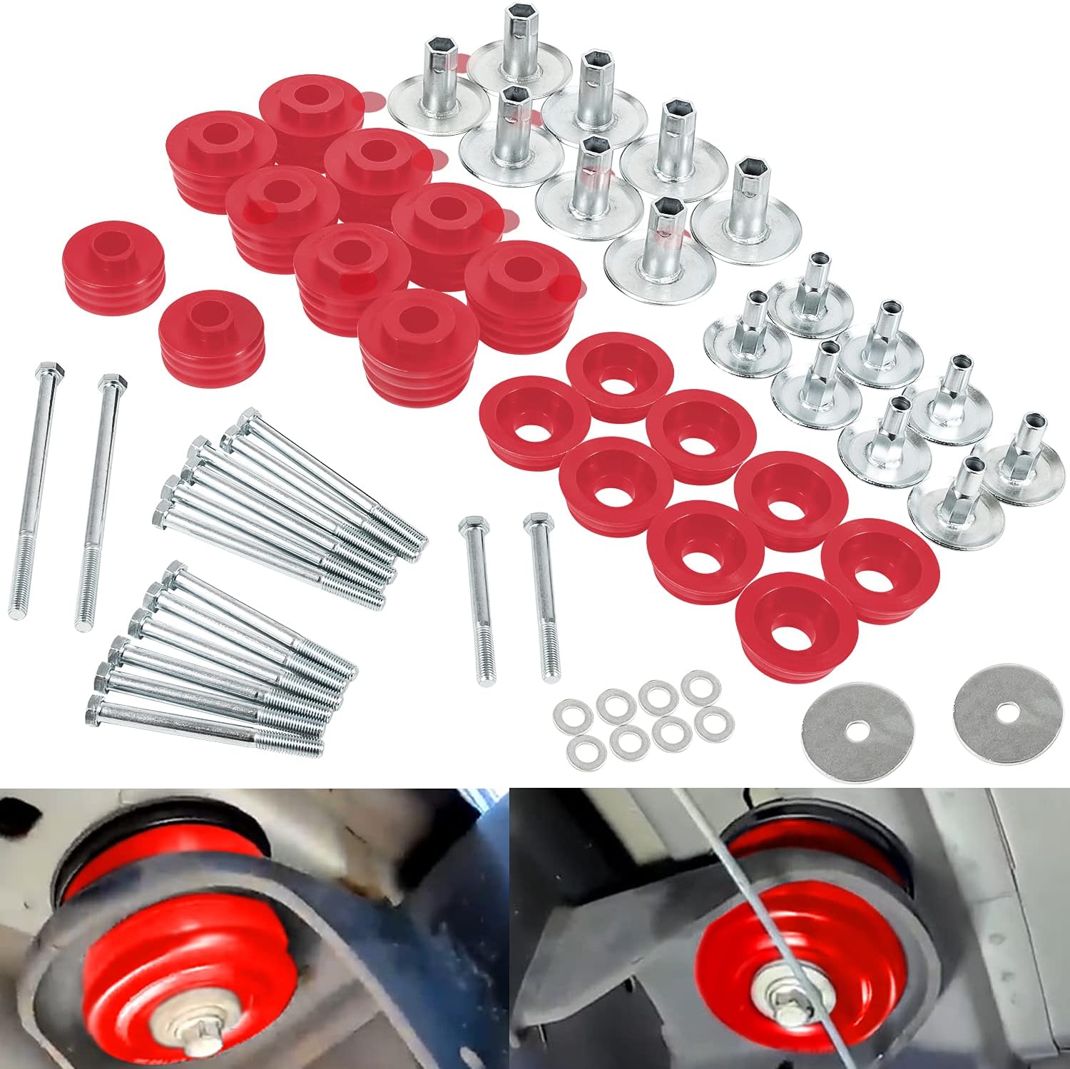 KF04060BK Body Mount Bushing Kit Fit for Ford 2008-2016 F250 F350 Super Duty 2WD 4WD Steel Sleeves & Hardware & Polyurethane Body Cab Mounts (black)