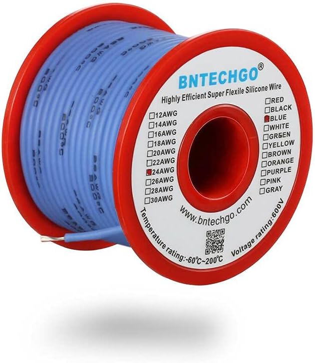 BNTECHGO 24 Gauge Silicone Wire Kit 7 Color Each 100 ft Flexible 24 AWG Stranded Tinned Copper Wire Pack of 2