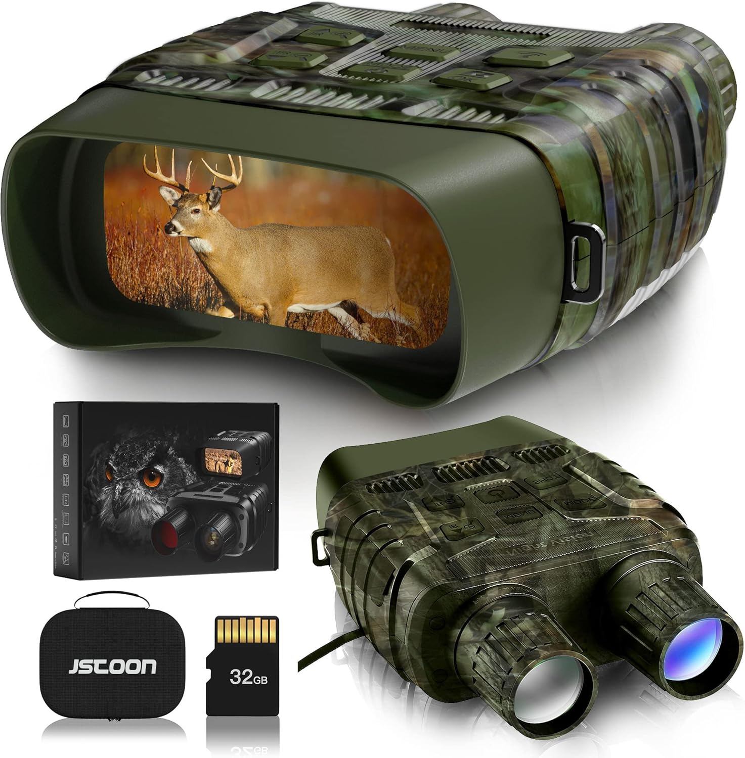 JStoon Night Vision Goggles Night Vision Binoculars - Digital Infrared with Military-Grade Night Vision for Viewing in 100% Darkness-HD 960p Image & Video from 300m/984ft for Hunting & Surveillance