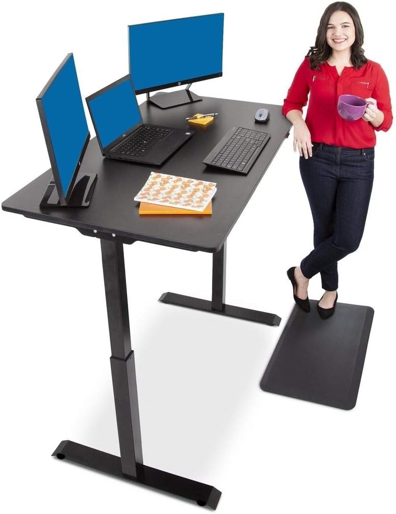 Stand Steady Tranzendesk Power 48 Inch Standing Desk Electric, Height Adjustable, Sit to Stand Up Workstation Quietly Go from Sitting to Standing w/Easy Tap Lever (27.5 x 47.5 / Black)
