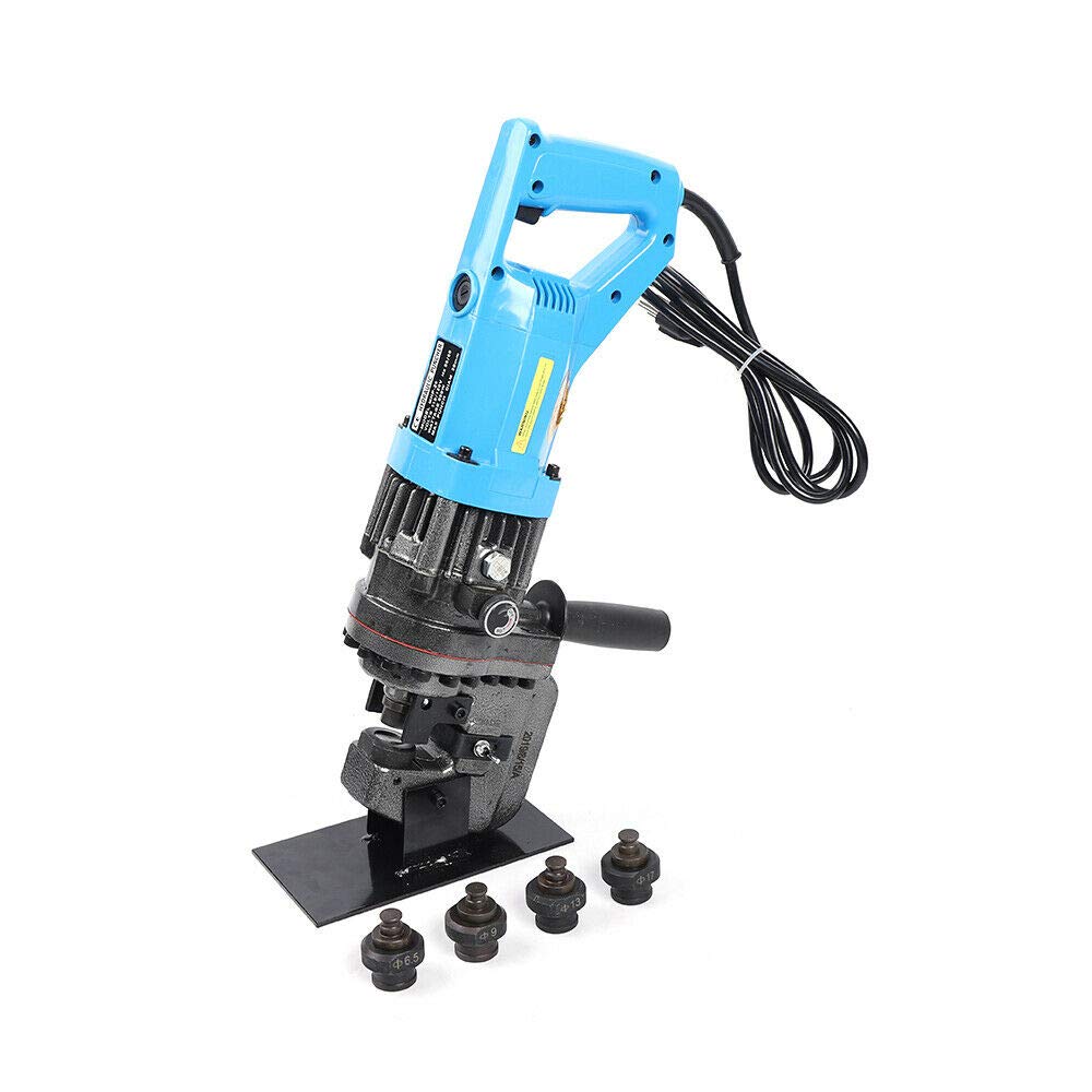 Electric Hydraulic Hole Puncher, 110V 10T Hole Digger Force Puncher Hydraulic Hole Punching Tool with 5 Types Dies for Iron Plate Copper Aluminum Angle Steel - Cutting Thickness Up to 1/4''