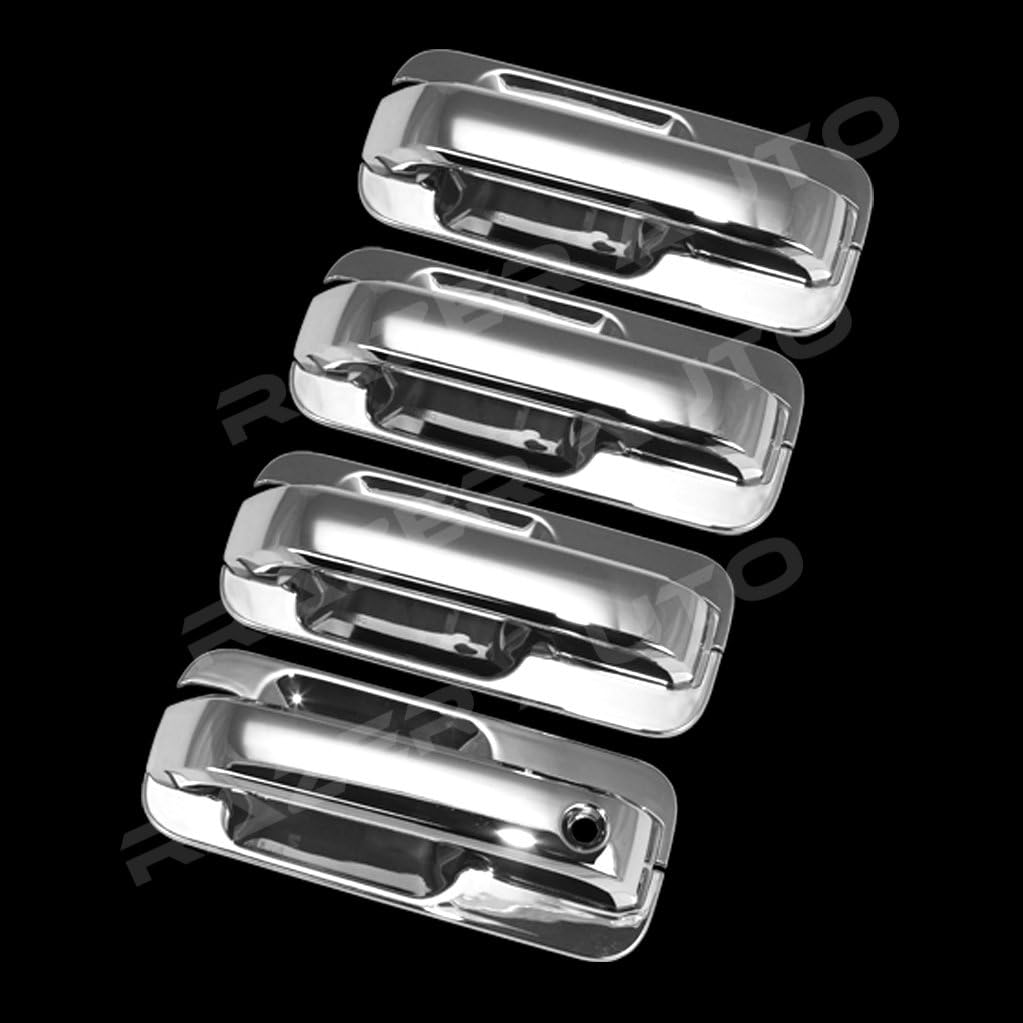Razer Auto Chrome Door Handle Cover With Back Plate, 4 Door Without Passenger Side Keyhole for 15-16 Ford F-150 Pack of 2