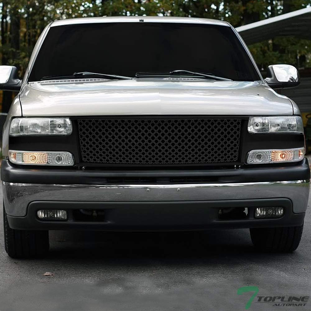 TLAPS Matte Black Mesh Front Hood Bumper Grill Grille ABS For 99-02 Chevy Silverado 1500 2500/00-06 Tahoe Suburban