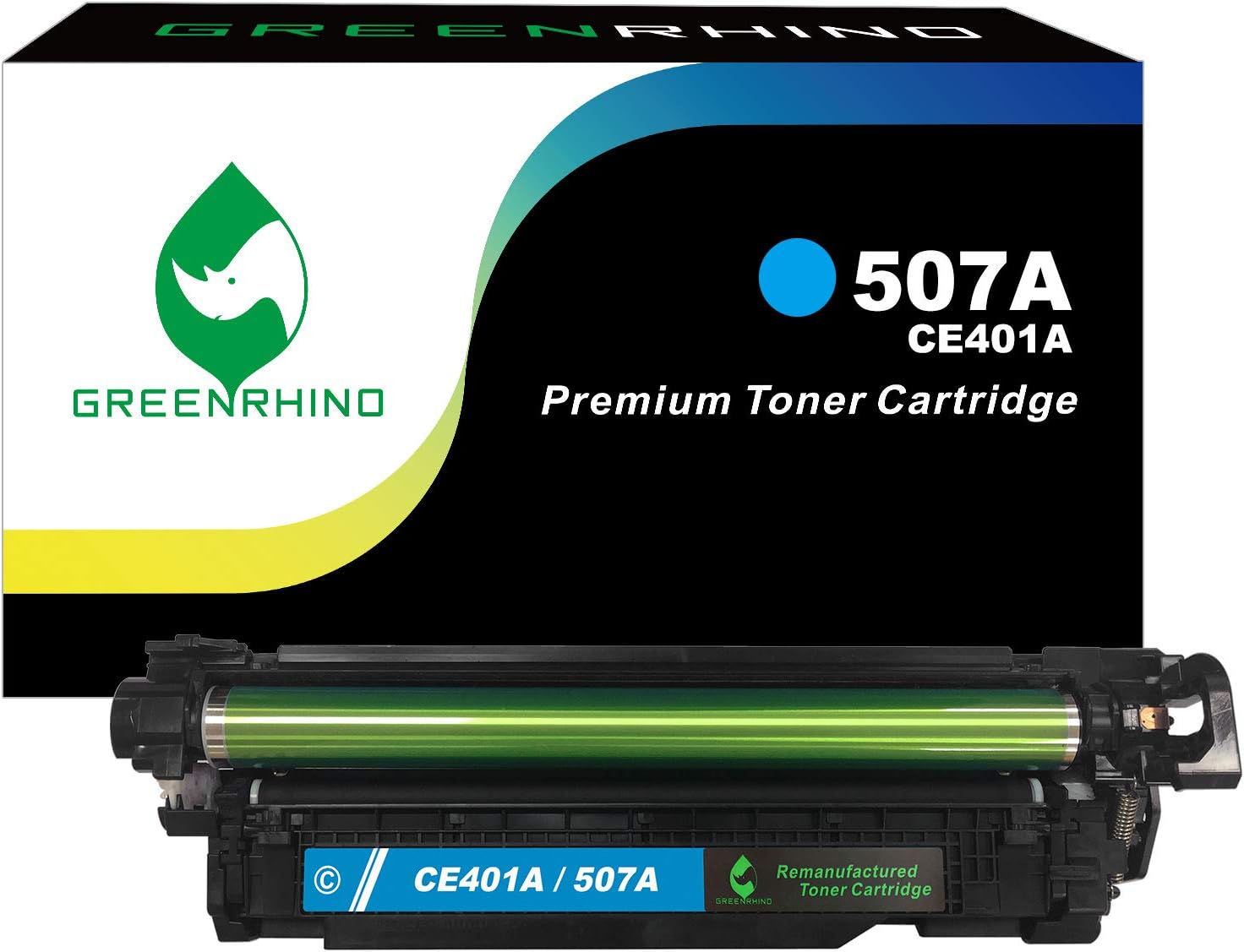 GREENRHINO Remanufactured Toner Cartridge Replacement for HP 507A CE401A M551 M551n M551dn M551xh M570dn M570dw M575c M575dn M575f (Cyan, 1-Pack) Pack of 2