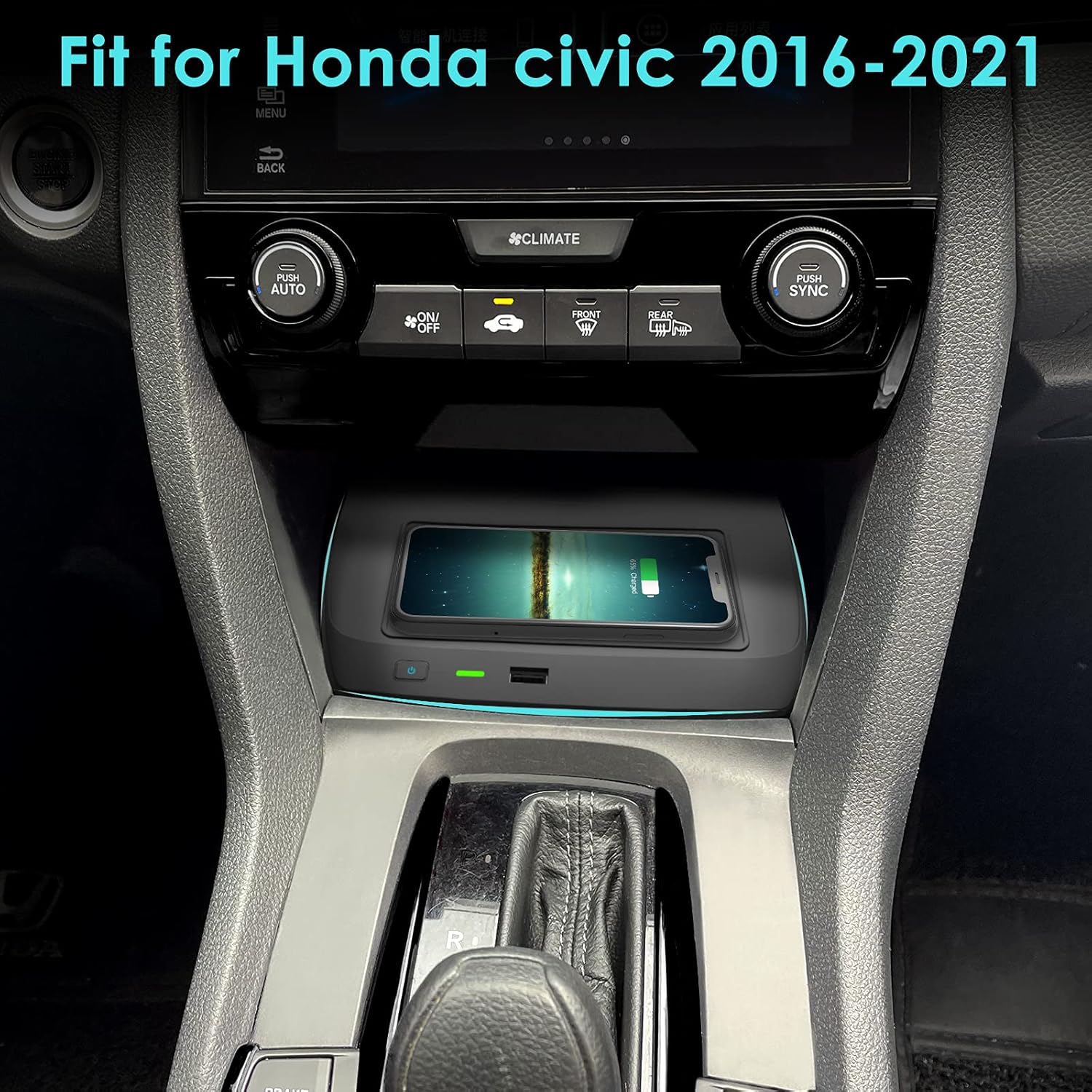 Wireless Charger for Honda Civic 2021 2020 2019 2018 2017 2016, for 10th Gen Honda Civic Sport, Si, Lx, Ex, Coupe. Center Console Accessories Pack of 2