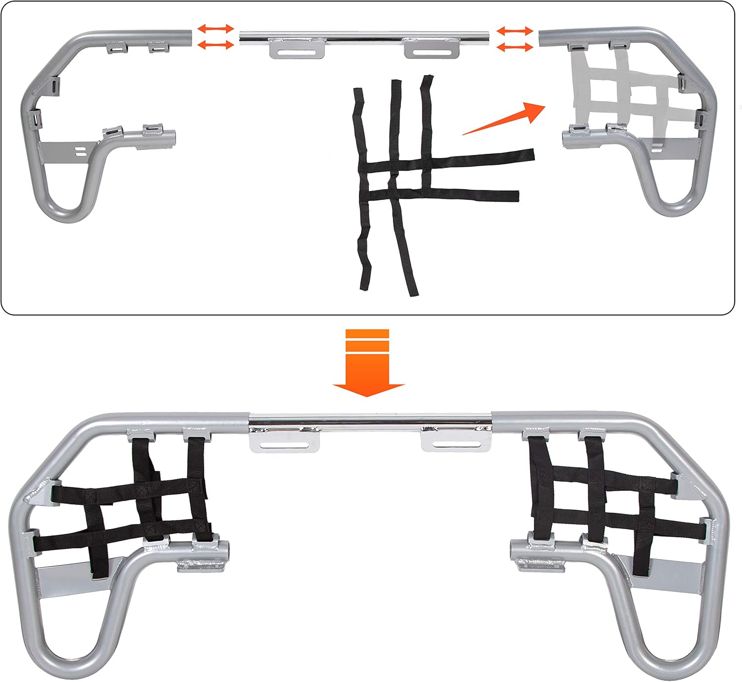 Aluminum Nerf Bars Silver w/Black Nets Fits Honda TRX 250EX 2001-2014 Pack of 2